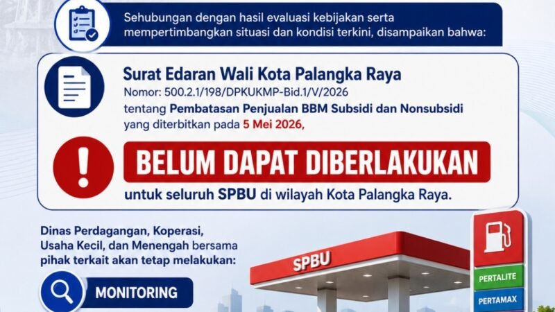 Pemko Umumkan Pembatasan Penjualan BBM Subsidi dan Nonsubsidi Belum Dapat Diberlakukan di Seluruh SPBU Kota Palangka Raya